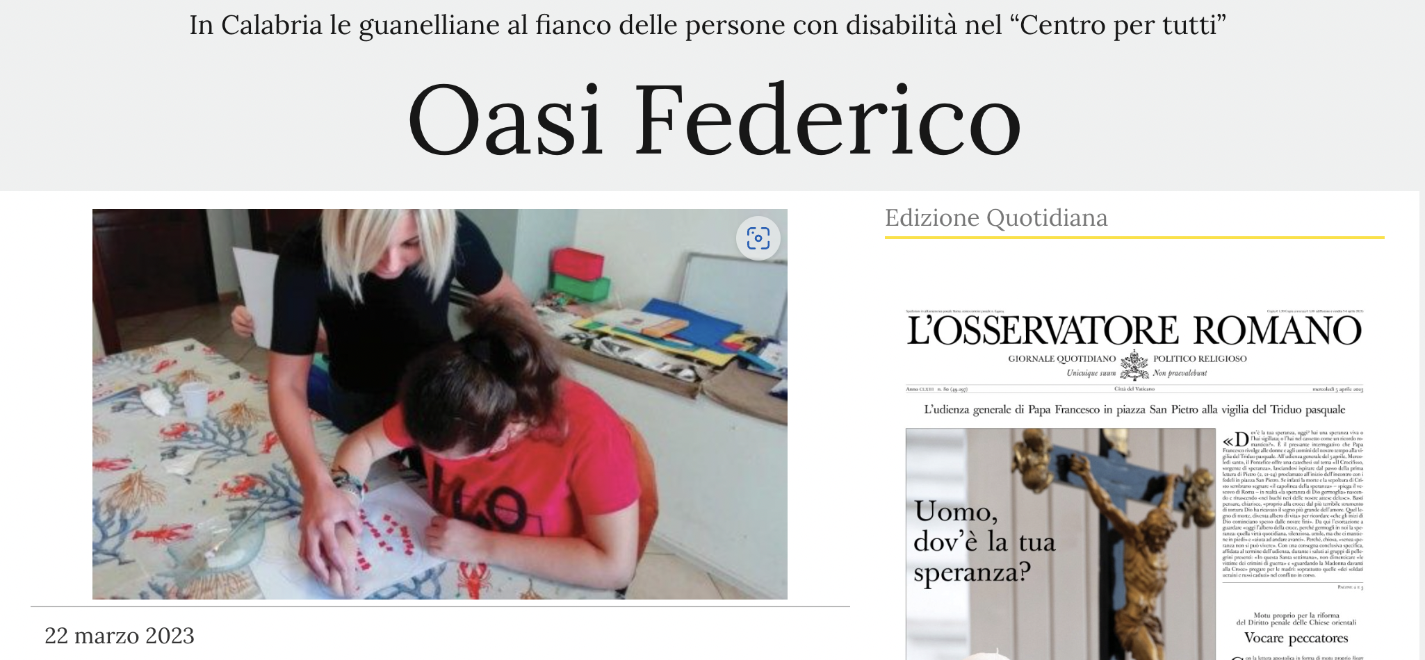 Dal 2000 nel Cosentino opera un centro diurno per giovani adulti con disabilità per rispondere alla richiesta di aiuto di tante famiglie